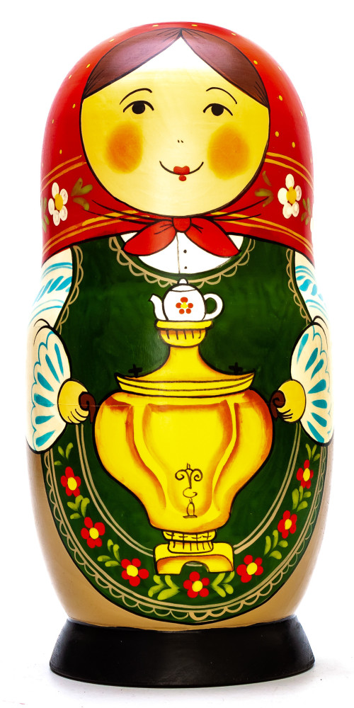 230mm Mistress with Samovar hand painted Traditional Russian Wooden Matryoshka doll 7 pcs (by Igor Malyutin)