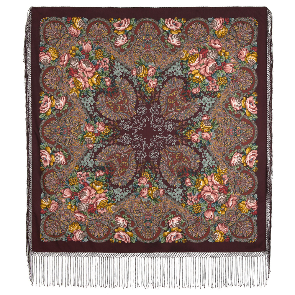 Shop Thick Woolen Fabric Shawls with Silk Fringe 148x148 cm Шаль «Старый замок» online at Skazka.site | Eligible for fast shipping and free returns. Шаль «Старый замок»