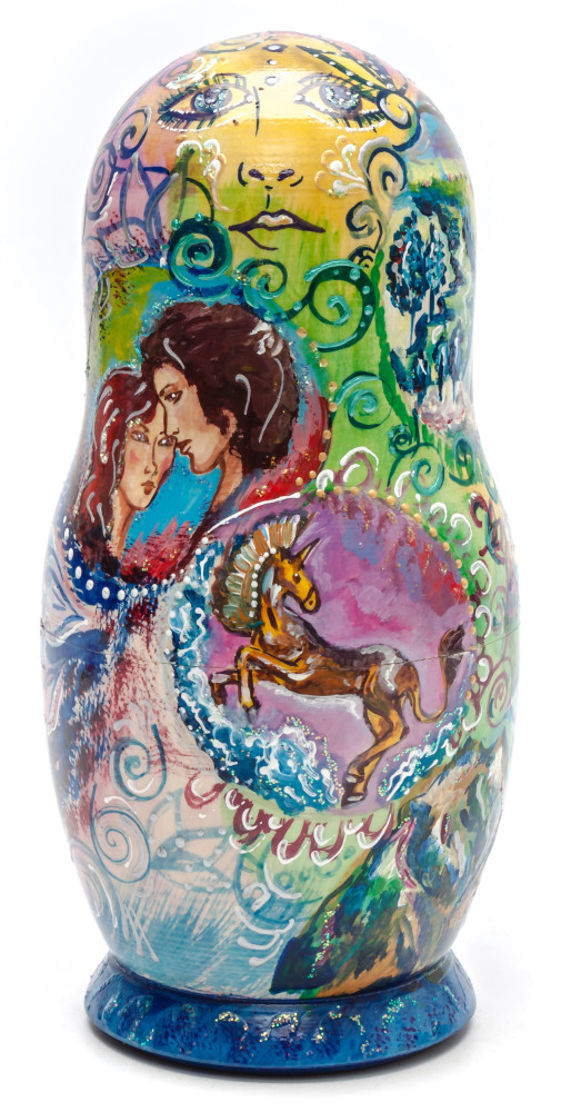 180 mm Pandora handpainted Wooden Matryoshka Doll 5 pcs (by Skazka)