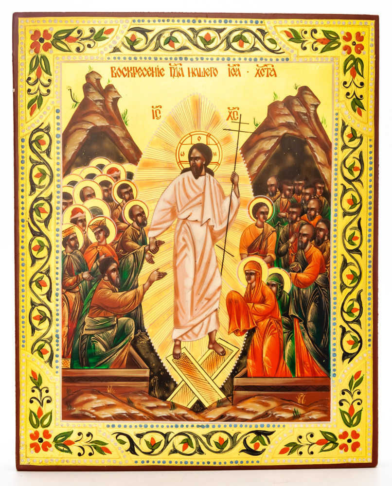 170x210mm Resurrection of Jesus handpainted wooden Icon (by Galina Studio)