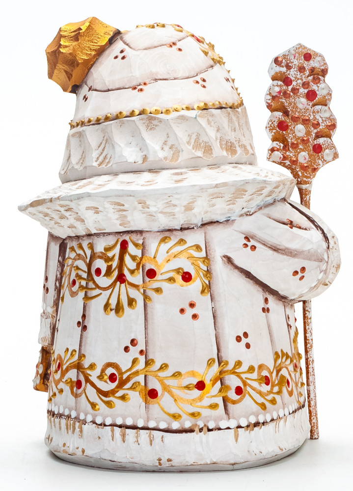 110 mm Santa with a Magic Staff Carved Wood Hand Painted Collectible Figurine (by Igor Carved Wooden Figures Studio)