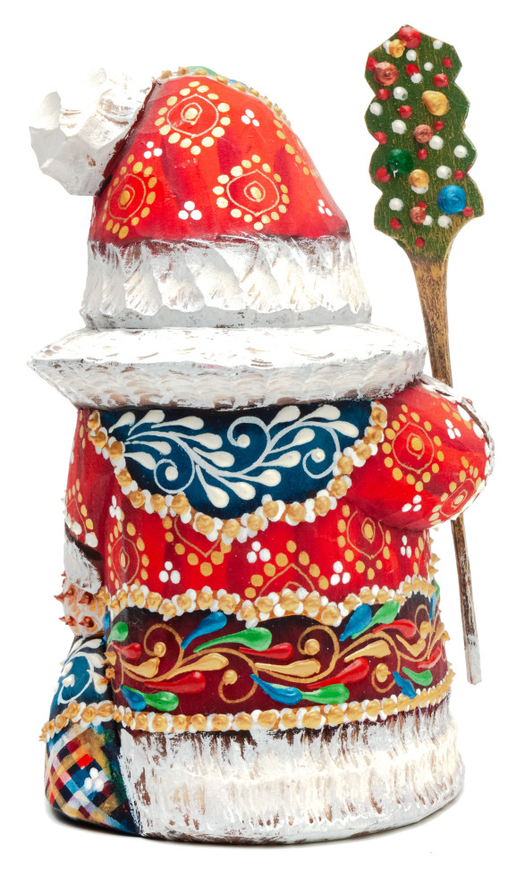 110 mm Santa Claus in a Magic Cap hand carved and painted wooden statue (by Natalia Workshop)