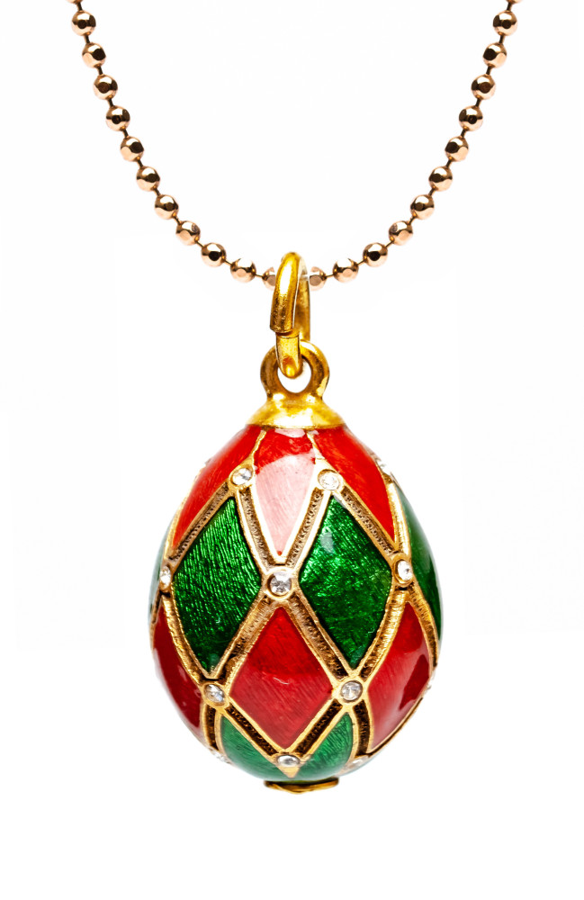 Arlecchino Red and Green Egg Pendant