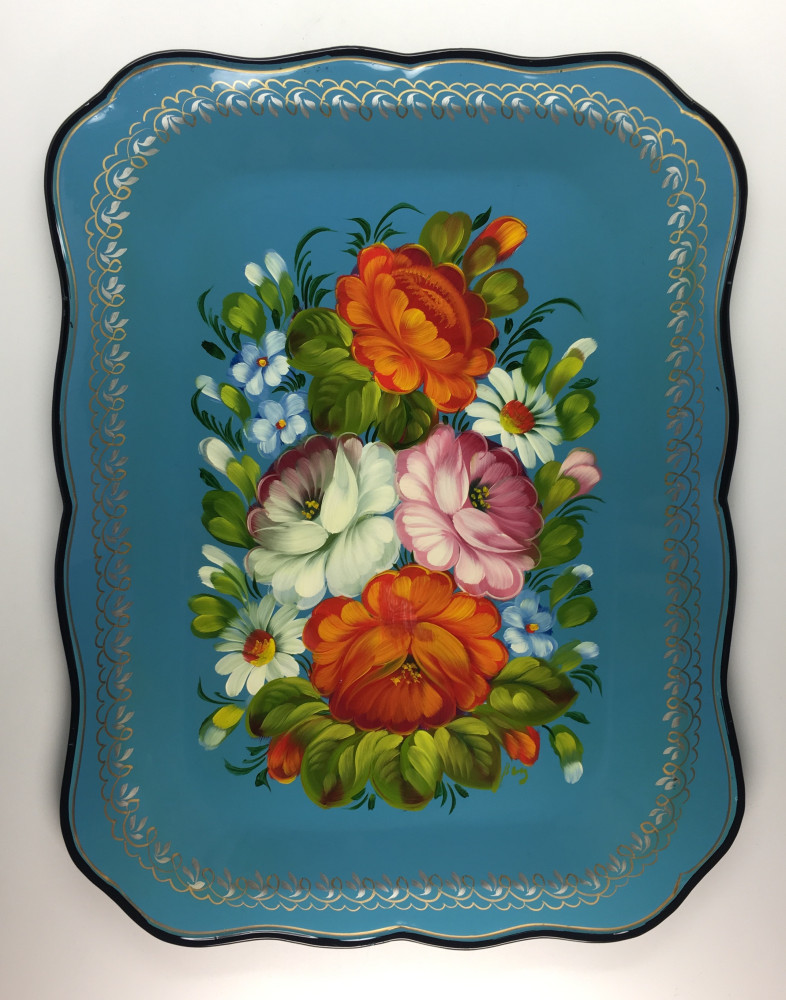 Zhostovo Hand Painted Metal Tray