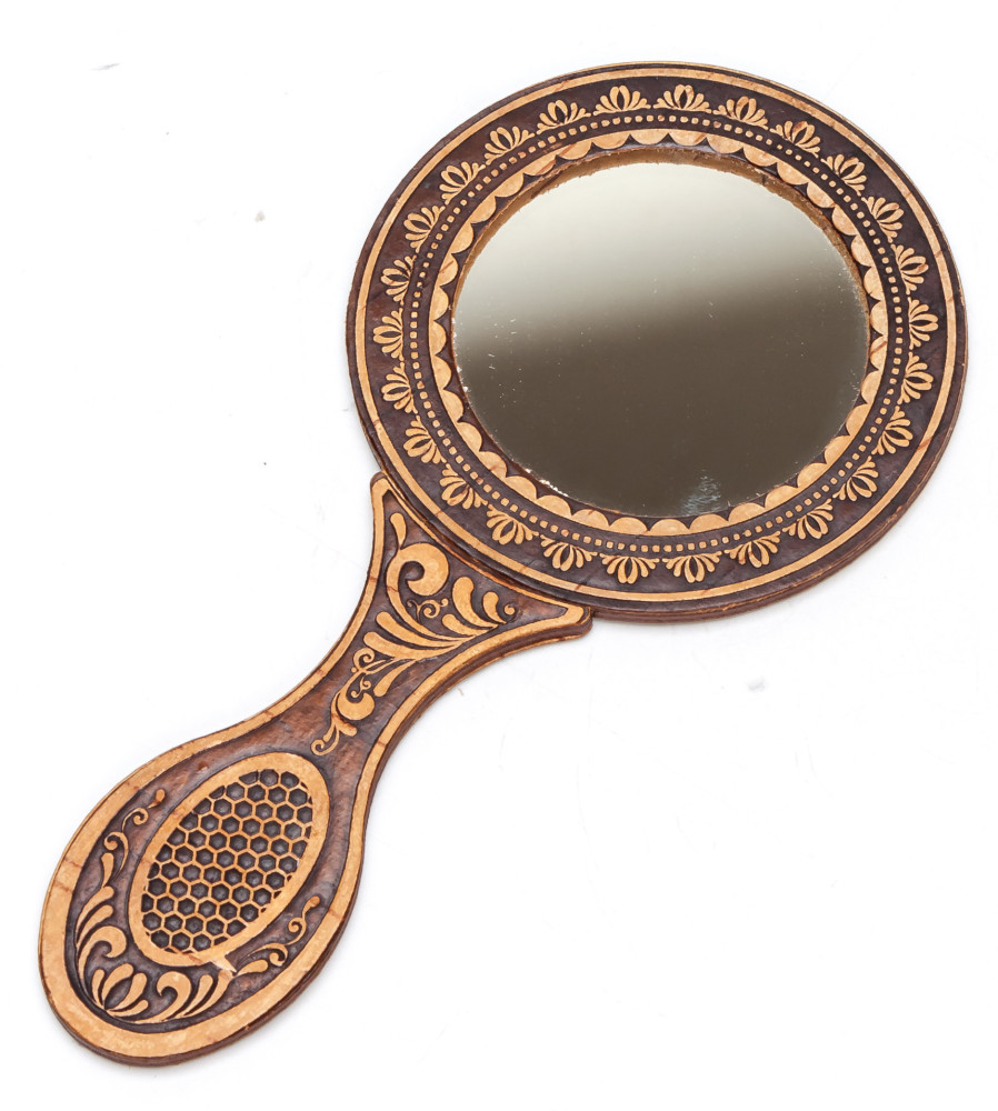 80x160 mm Flowers hand made Birchbark Mirror (by Maxim Birch)