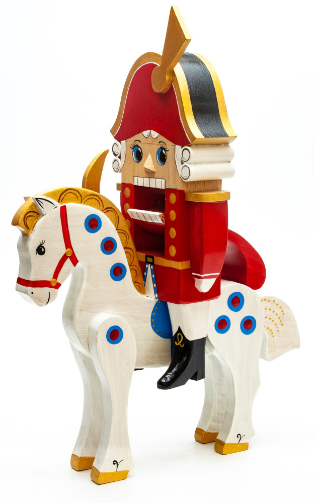 300 mm The Nutcraker Riding a Horse hand carved and painted wooden Figurine (by Andrey Crafts)