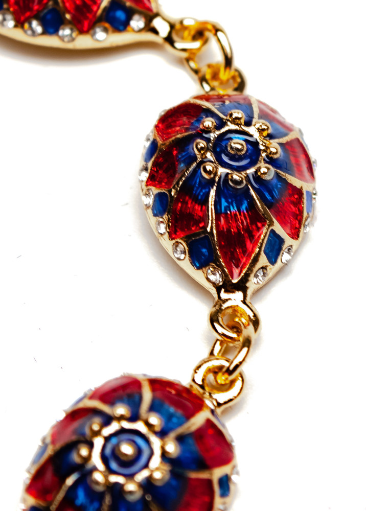 180 mm Flower Red and Blue Bracelet (by AKM Gifts)