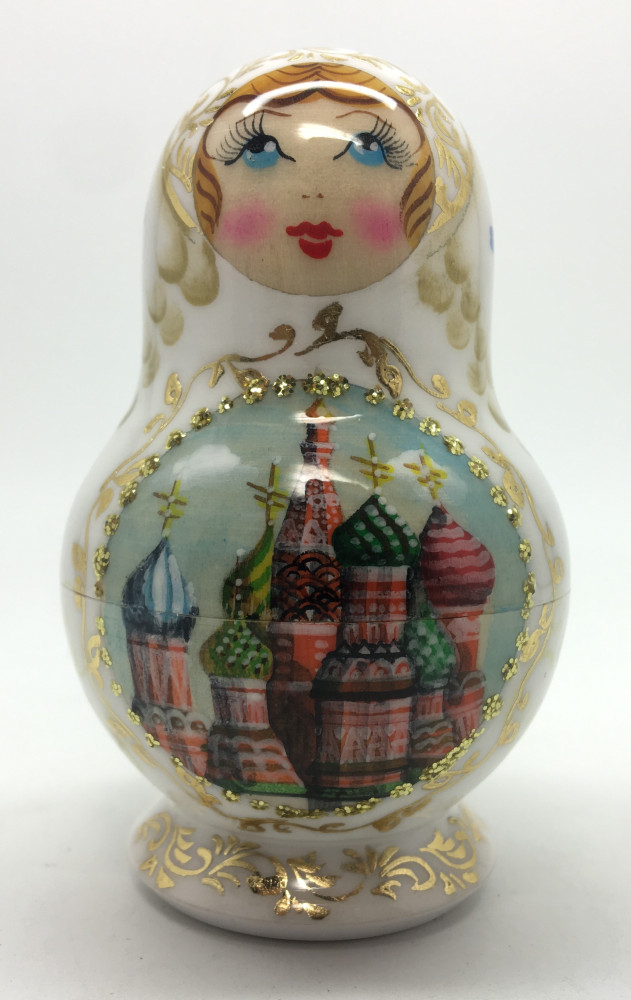 88 mm Moscow Snt Basil Cathedral hand painted wooden Matryoshka doll 5 pcs (by A Studio)