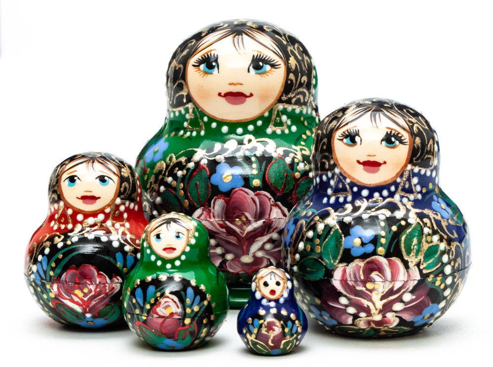 55 mm Matryoshka with Flowers 5pcs (by A Studio)