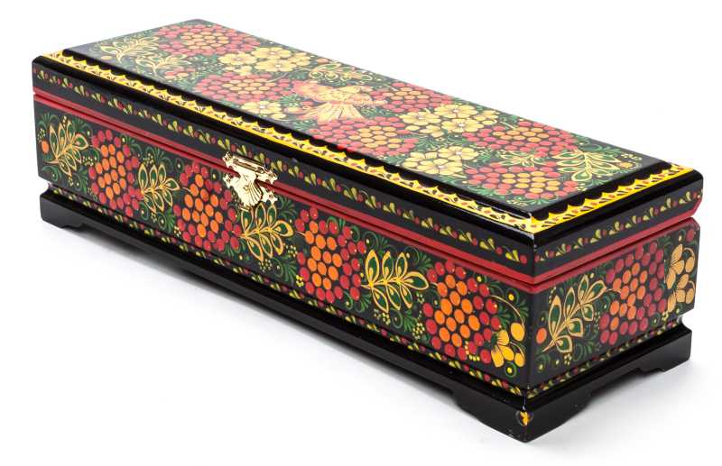 Khokhloma Painting Jewellery Wooden Box 300x100 mm