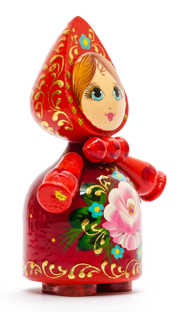 120 mm Russian Girl in Kokoshnik hand painted Wooden Doll (by Summer Shine)