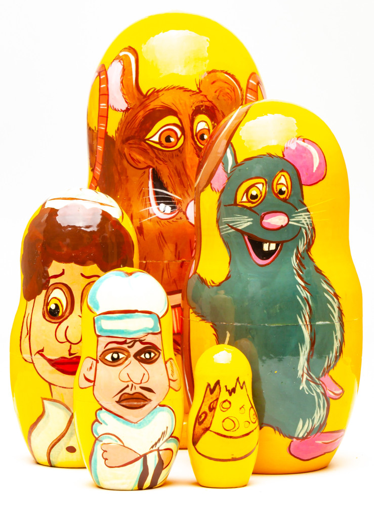 180mm Ratatouille Hand Painted Matryoshka Doll 5 pcs (by Konstantin Studio)