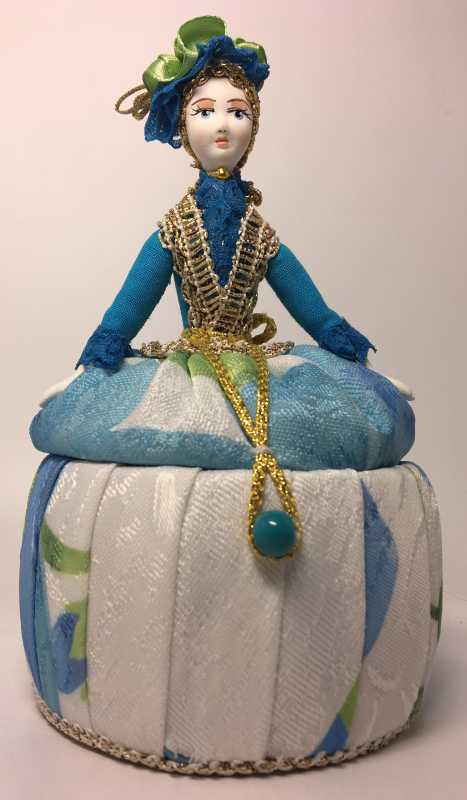 Girl in a Little Hat and Nice Dress Jewelry Box (hand-sewn Doll by Le Russe)