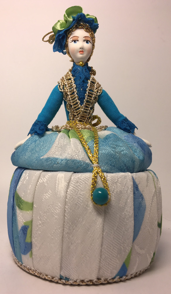 Girl in a Little Hat and Nice Dress Jewelry Box (hand-sewn Doll by Le Russe)
