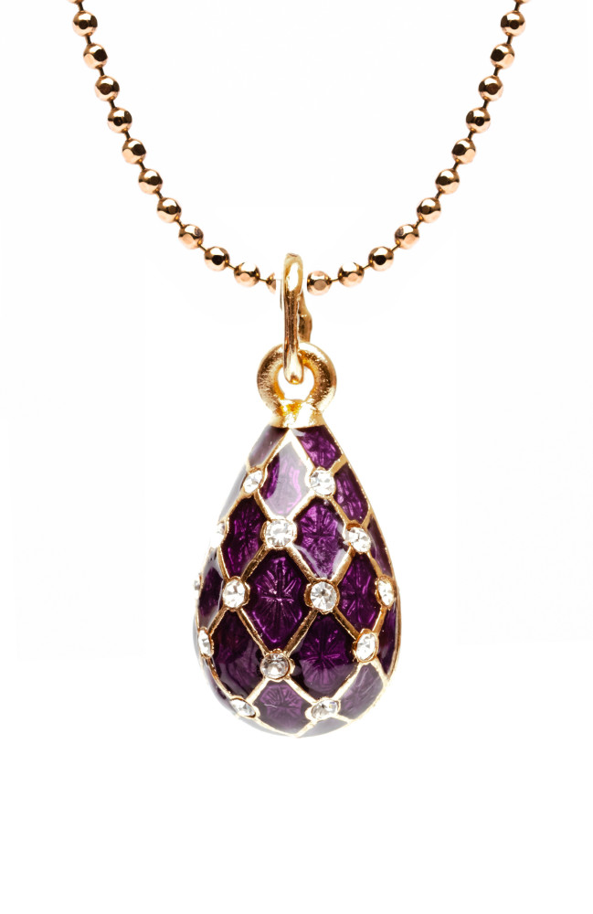 Water Drop with a Mesh Violet Egg Pendant