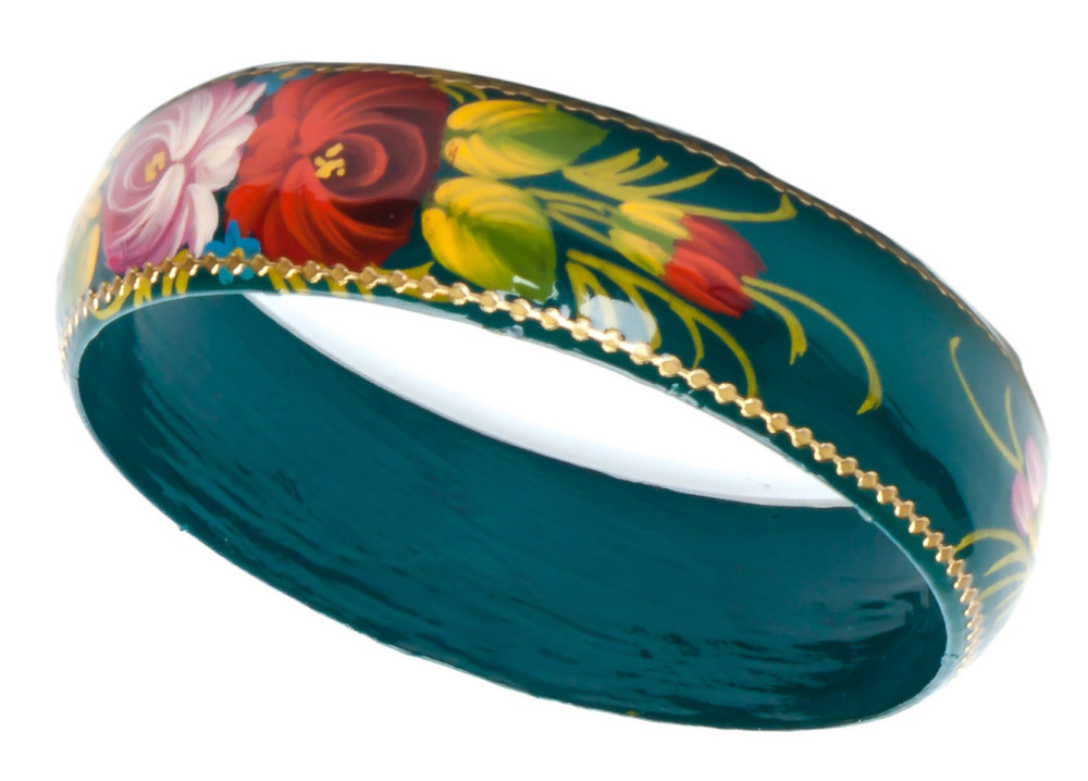 80x20 mm Zhostovo Hand Painted Bracelet (by Lada Workshop)