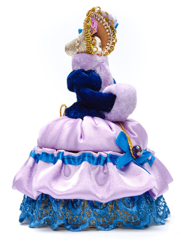 Girl with a Clutch in a Winter Hat and Dress of the 18th century style hand-sewn Doll with Jewelry Box (by Le Russe)