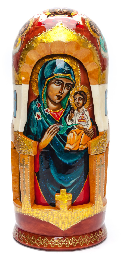 250 mm Unfading Flower Godmother hand painted wooden Matryoshka doll 7 pcs (by Ludmila Icon Paintings)