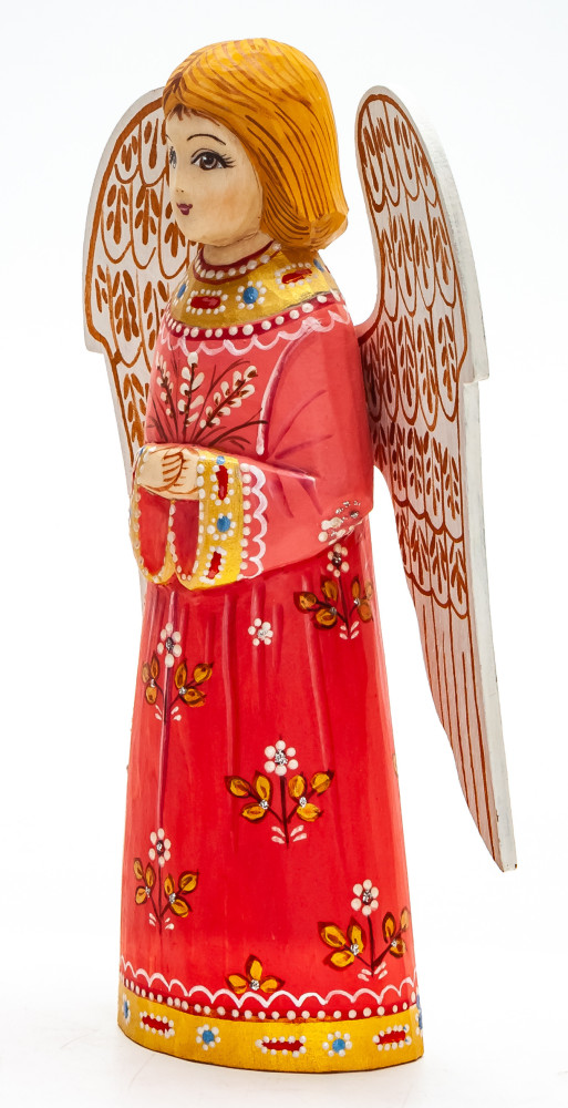 150 mm Angel with Wings hand painted wooden figurine