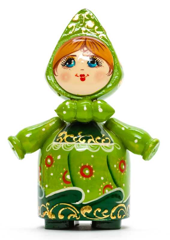 120 mm Russian Girl in Kokoshnik hand painted Wooden Doll (by Summer Shine)