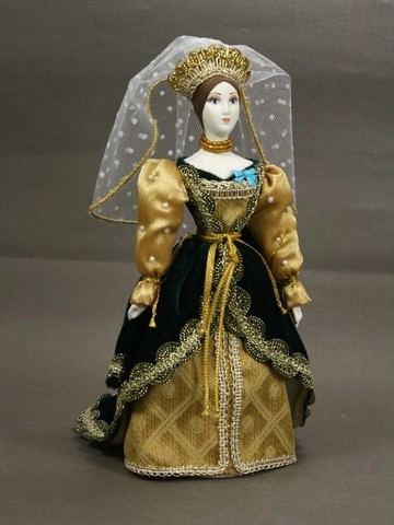 Russian Girl hand made Porcelain Doll in a Dress of 19 century - 11 Inches (by Le Russe)