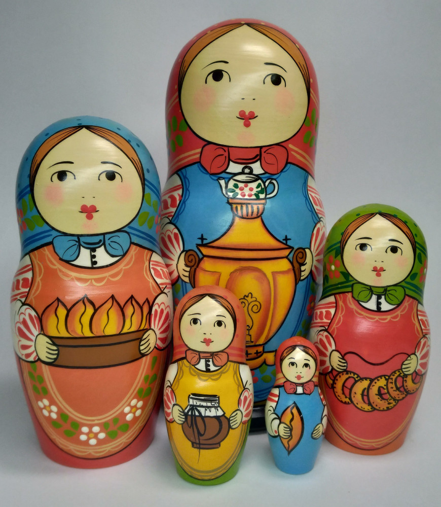Shop Exclusive Nesting Dolls 160 mm Mistress with Samovar hand painted Traditional Russian Wooden Matryoshka doll 5 pcs (by Igor Malyutin) online at Skazka.site | Eligible for fast shipping and free returns. 160 mm Mistress with Samovar hand painted Traditional Russian Wooden Matryoshka doll 5 pcs (by Igor Malyutin)