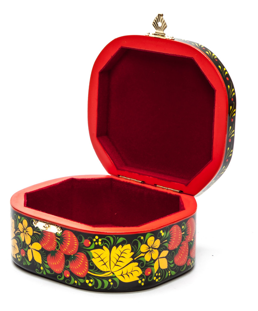 Khokhloma Painting Jewellery Wooden Box 120x100 mm