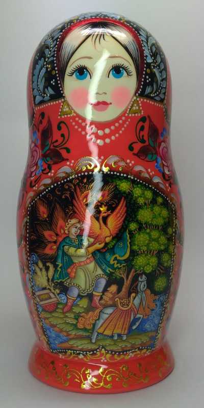 200 mm Firebird hand painted on wooden Matryoshka doll 5 pcs (by A Studio)