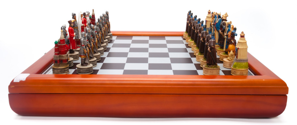 390x390 mm The Mongol Сonquest of Kievan Rus' handpainted figures on wooden Chess Board (by Fyodor Chess Studio)
