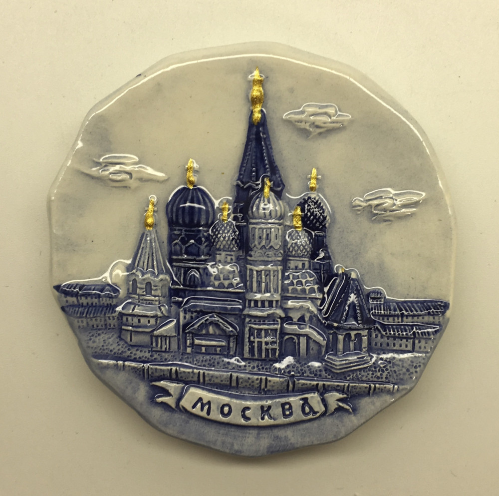 Attractions of Moscow Gzel Plate Fridge Magnet
