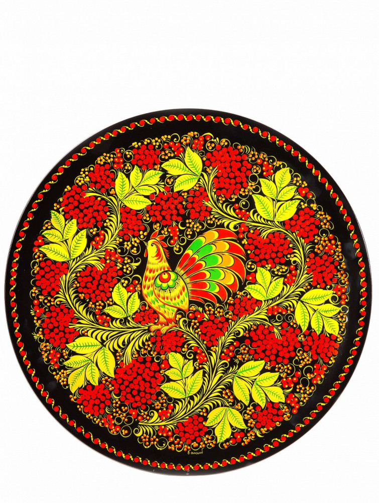 440x20 Strawberries hand Painted Wooden Wall Tray (by Golden Khokhloma)