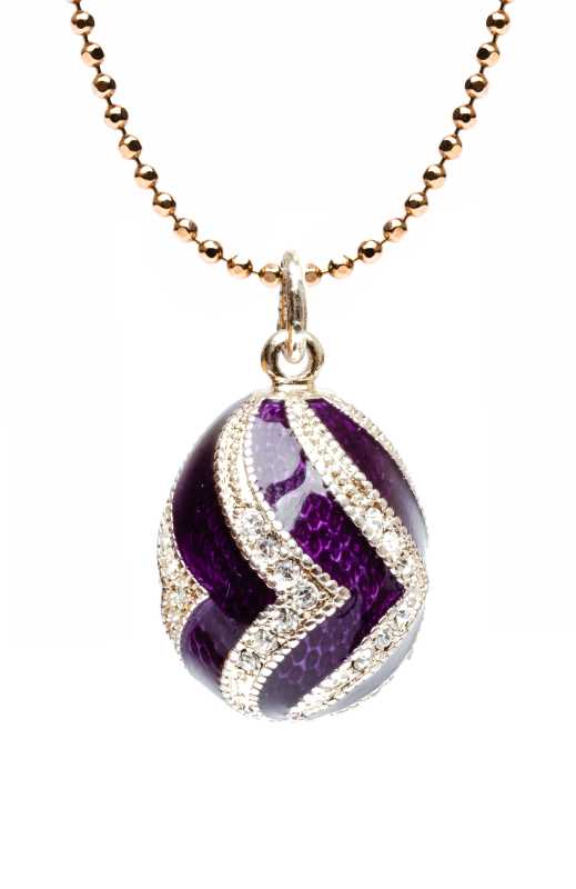Golden Stripes Violet Metal Egg Pendant