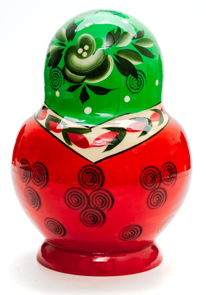Semenovskaya Russian Matryoshka Nesting Doll green head round 10 pcs inside