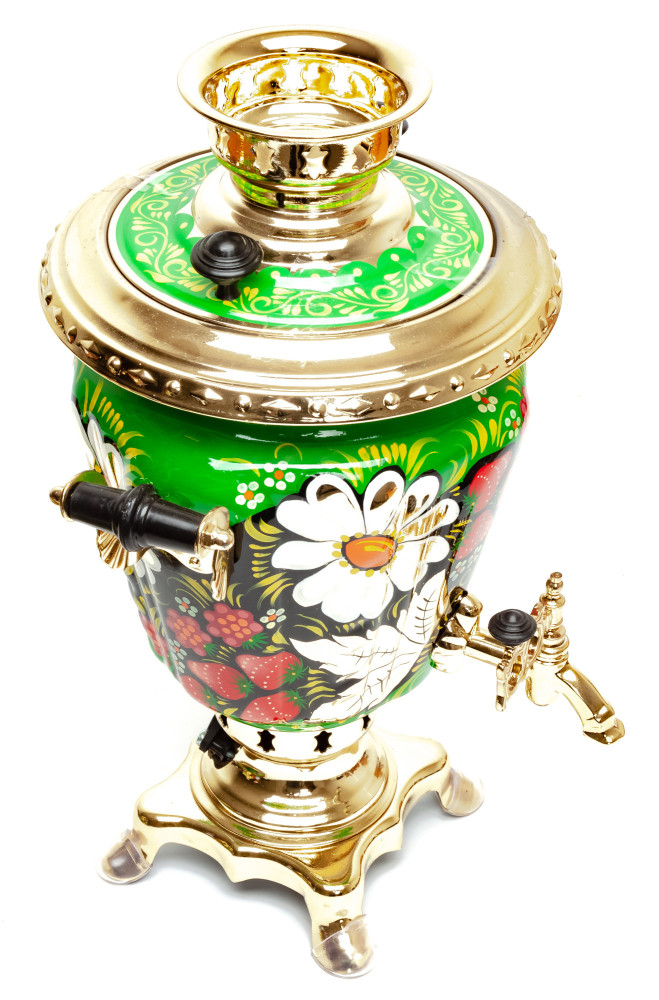 Daisies Hand Painted Electric Samovar Kettle&nbsp;with Teapot and Tray