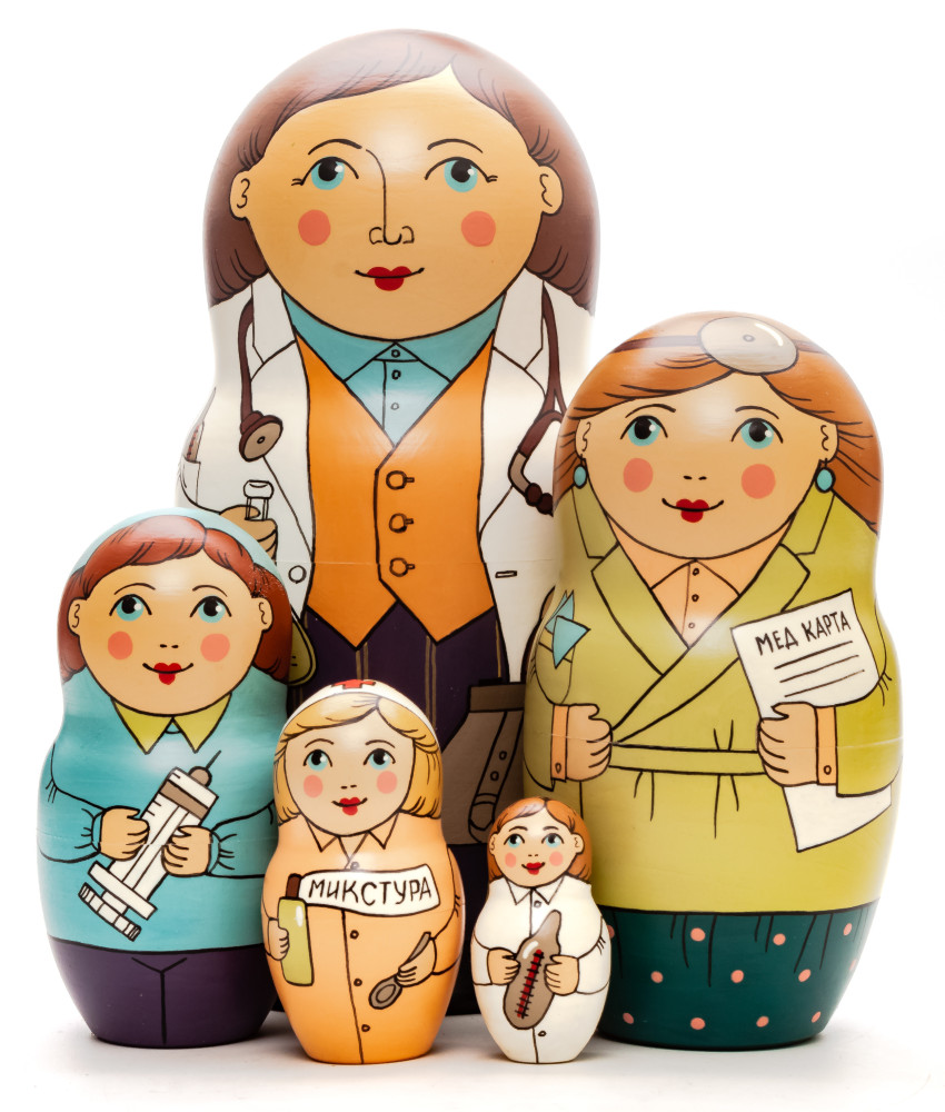 Shop Exclusive Nesting Dolls 160 mm Doctor hand painted Traditional Russian Wooden Matryoshka doll 5 pcs (by Igor Malyutin) online at Skazka.site | Eligible for fast shipping and free returns. 160 mm Doctor hand painted Traditional Russian Wooden Matryoshka doll 5 pcs (by Igor Malyutin)