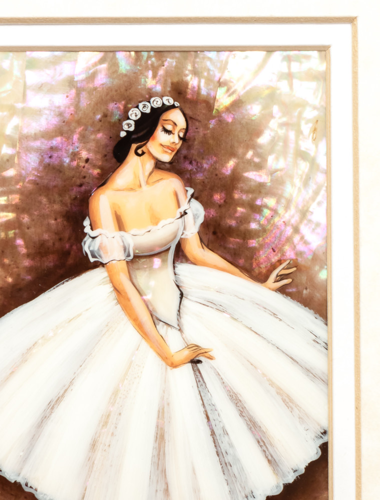 210x285 mm Ballerina hand painted on Nacre Fedoscino painting (by Tatiana Fedoscino Arts)