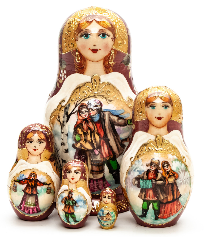 Shop Exclusive Nesting Dolls 110 mm Russian Fairytale hand painted on Wooden Matryoshka doll 5 pcs (by Valeria Crafts) online at Skazka.site | Eligible for fast shipping and free returns. 110 mm Russian Fairytale hand painted on Wooden Matryoshka doll 5 pcs (by Valeria Crafts)
