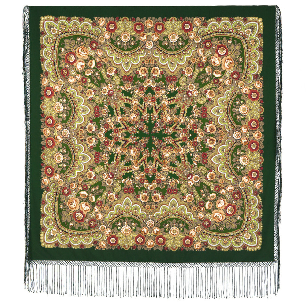 Shop Thick Woolen Fabric Shawls with Silk Fringe 148x148 cm Шаль «Посадский» online at Skazka.site | Eligible for fast shipping and free returns. Шаль «Посадский»