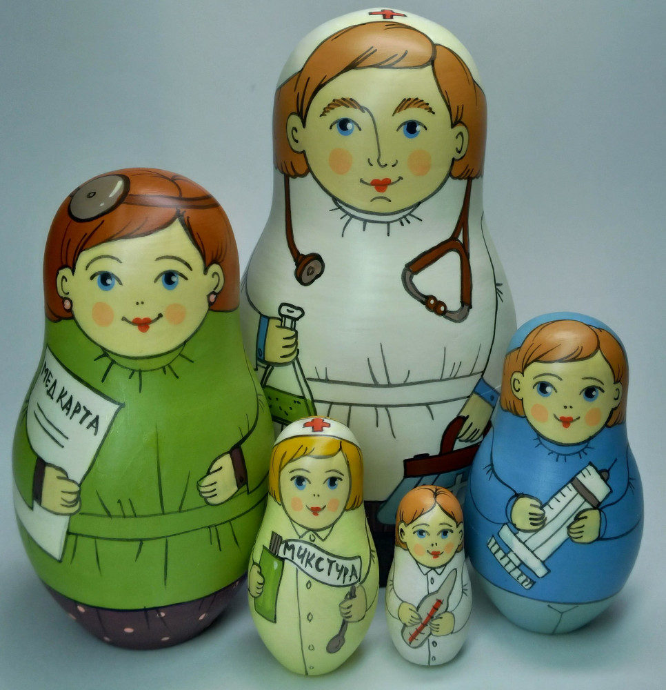 Shop Exclusive Nesting Dolls 125 mm Doctor hand painted Traditional Russian Wooden Matryoshka doll 5 pcs (by Igor Malyutin) online at Skazka.site | Eligible for fast shipping and free returns. 125 mm Doctor hand painted Traditional Russian Wooden Matryoshka doll 5 pcs (by Igor Malyutin)