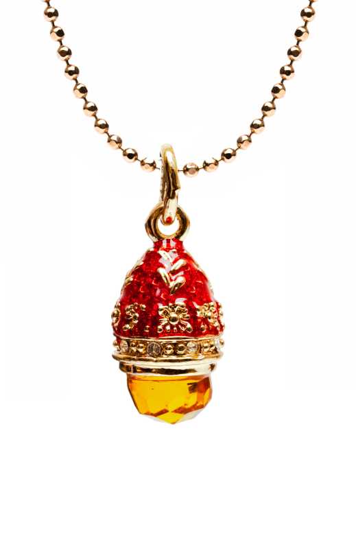 Small Amber Red Egg Pendant