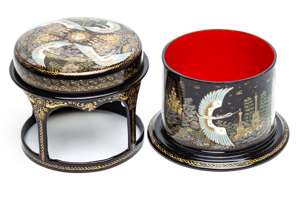 110x100mm Russian North Hand Painted Jewellery Box (by Sadko Workshop)
