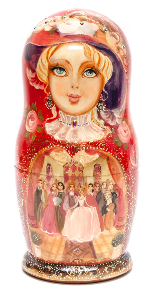 280 mm The Ball hand painted wooden Matryoshka doll 10 pcs (by GOLDEN COCKEREL)
