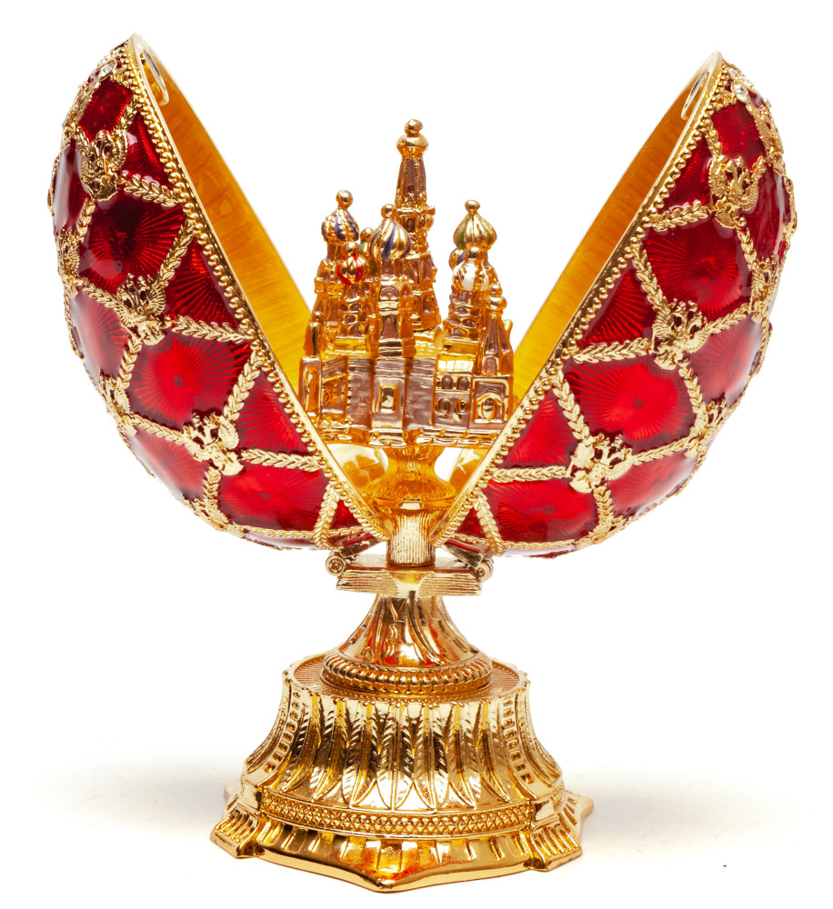 115 mm The Saint Basil Cathedral Red Easter Egg with the Figure inside