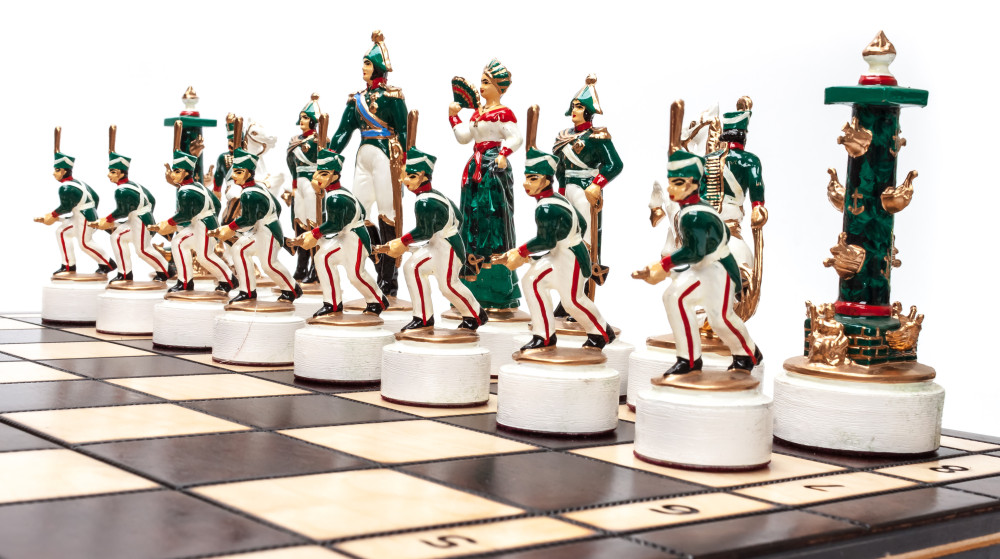 490x490 mm The Battle of Borodino handpainted figures on wooden Chess Board (by Fyodor Chess Studio)