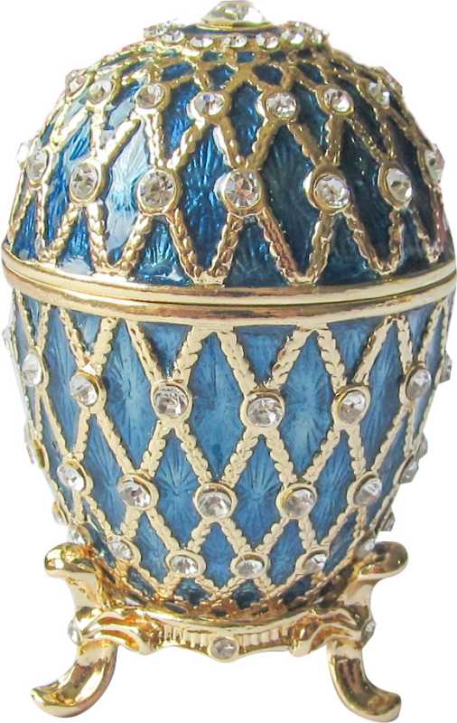67 mm Golden Trellis Blue Enamel Easter Egg