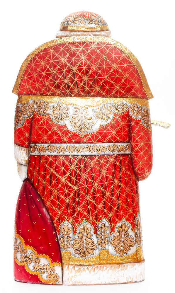 260 mm Santa Claus with a Bag and a Bird Carved Wood Hand Painted Collectible Figurine  (by Igor Carved Wooden Figures Studio)