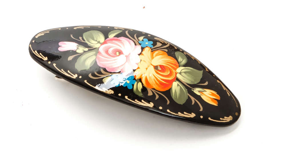 Lada Hair Clip Hand Painted Zhostovo Art
