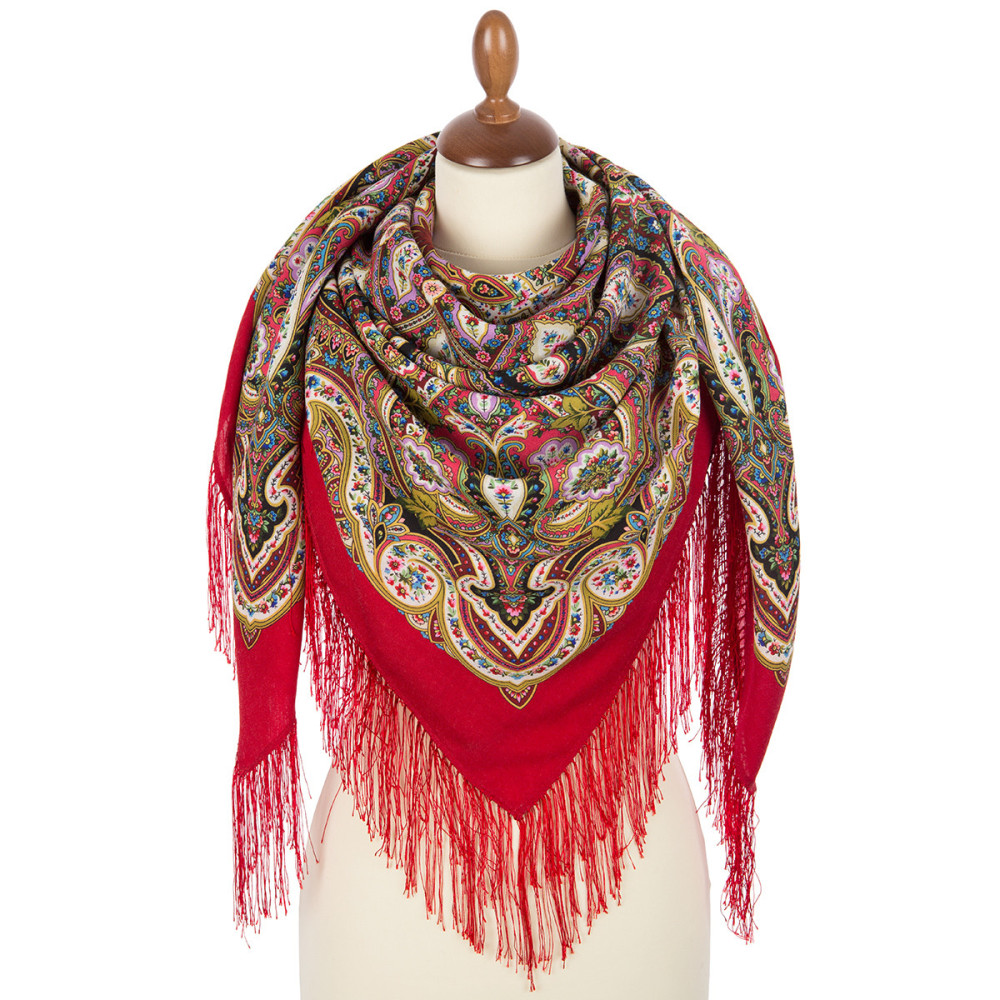 Shop Woolen Scarves with Silk Fringe 125x125 cm Платок «Золотая клетка» online at Skazka.site | Eligible for fast shipping and free returns. Платок «Золотая клетка»