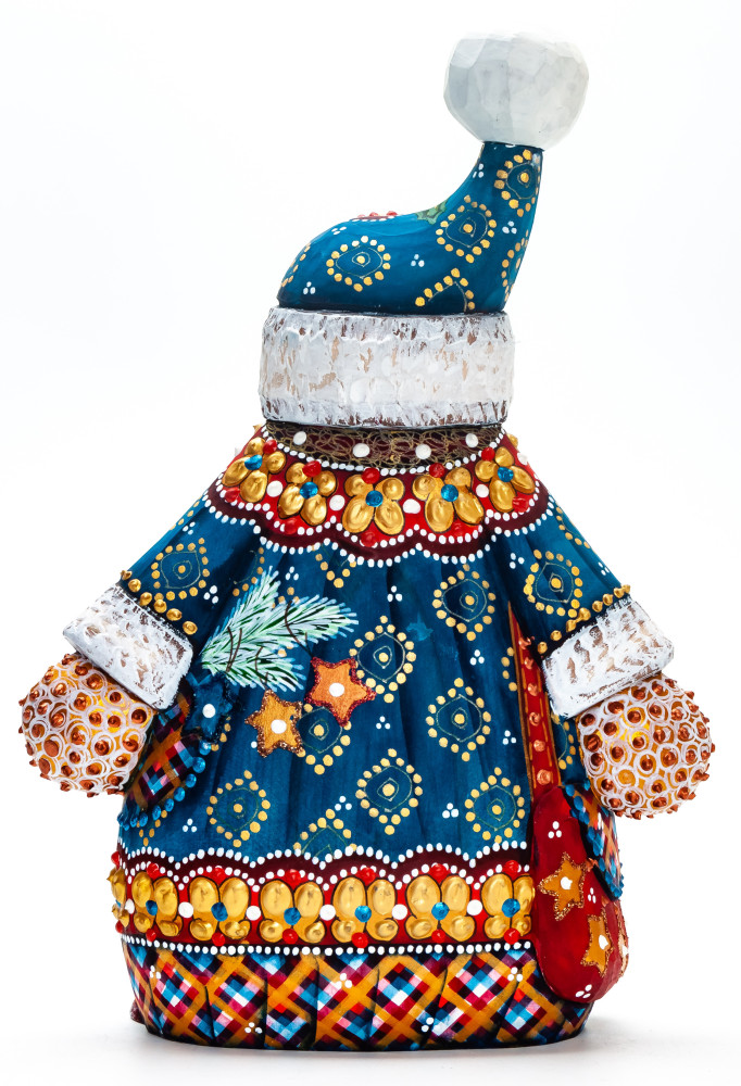 220 mm Santa with Nutcracker Carved Wood Hand Painted Collectible Figurine  (by Natalia Nikitina Workshop)