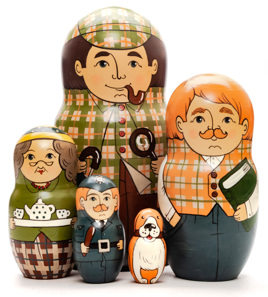 Shop Exclusive Nesting Dolls 160 mm Sherlock Holmes hand painted Traditional Russian Wooden Matryoshka doll 5 pcs (by Igor Malyutin) online at Skazka.site | Eligible for fast shipping and free returns. 160 mm Sherlock Holmes hand painted Traditional Russian Wooden Matryoshka doll 5 pcs (by Igor Malyutin)